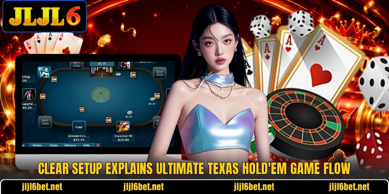 Clear setup explains ultimate texas hold'em game flow