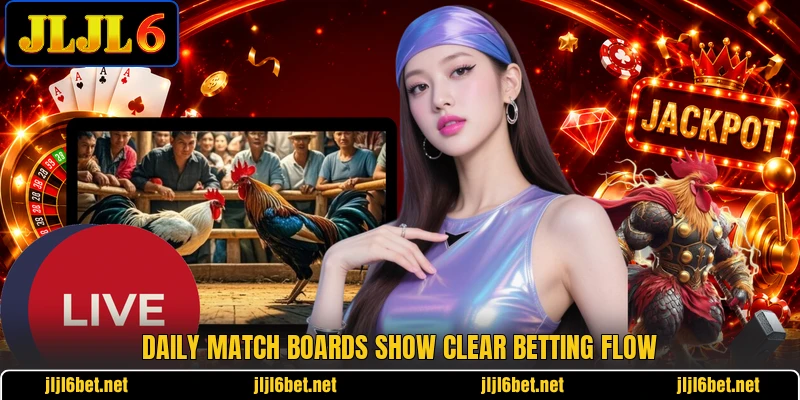 Daily match boards show clear betting flow
