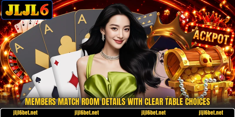 Members match room details with clear table choices Members match room details with clear table choices