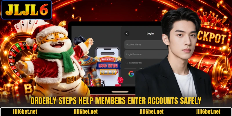 Orderly steps help members enter accounts safely
