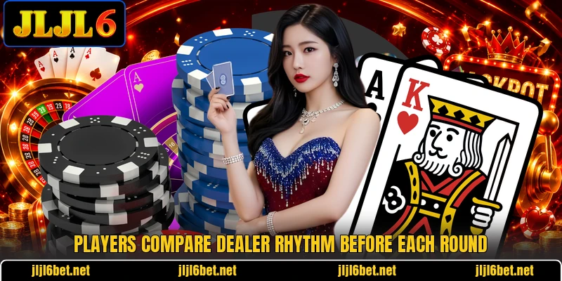 Players compare dealer rhythm before each round Players compare dealer rhythm before each round
